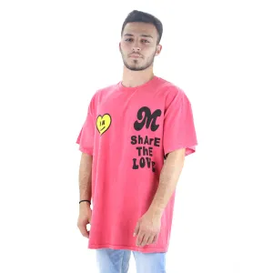 T-shirt décontracté à motifs avant et arrière pour homme, Rose
