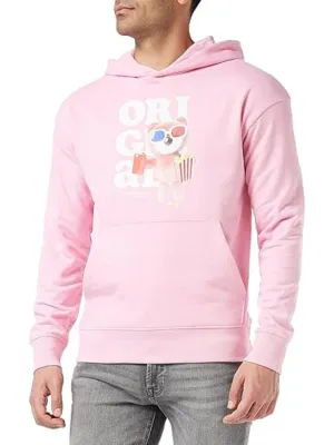 Pull à capuche imprimé pour homme, Rose