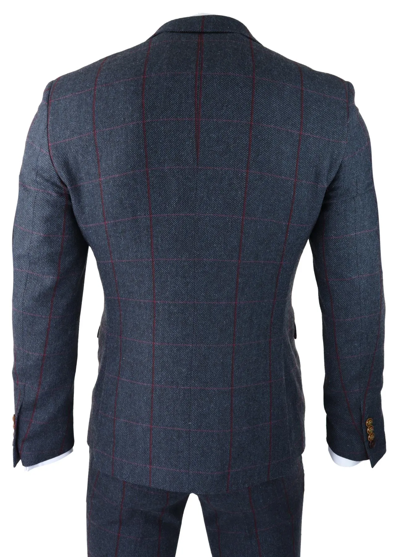 Costume 3 pièces en tweed chevron bleu marine pour homme - Style Peaky Blinders des années 1920 - Coupe ajustée