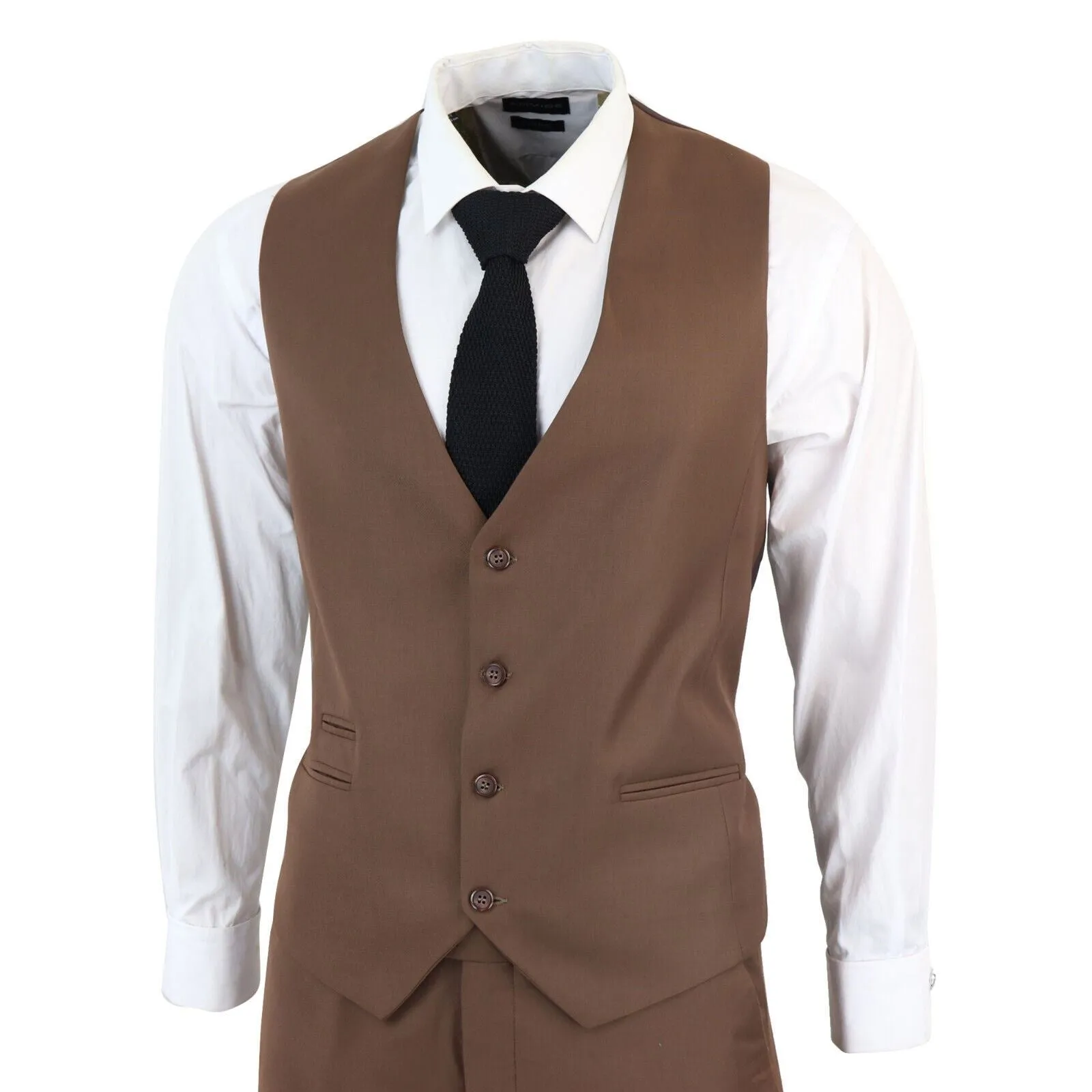 Costume 3 pièces classique uni marron IM1 pour homme