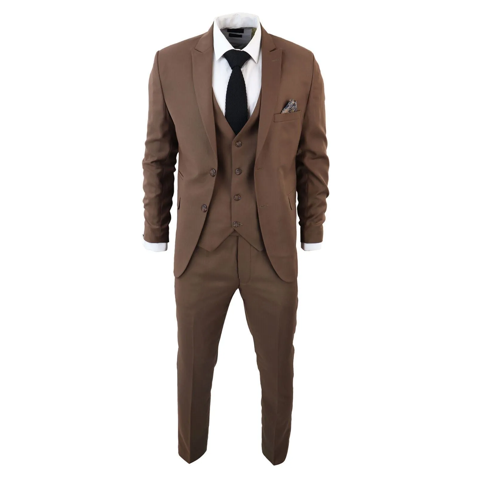 Costume 3 pièces classique uni marron IM1 pour homme