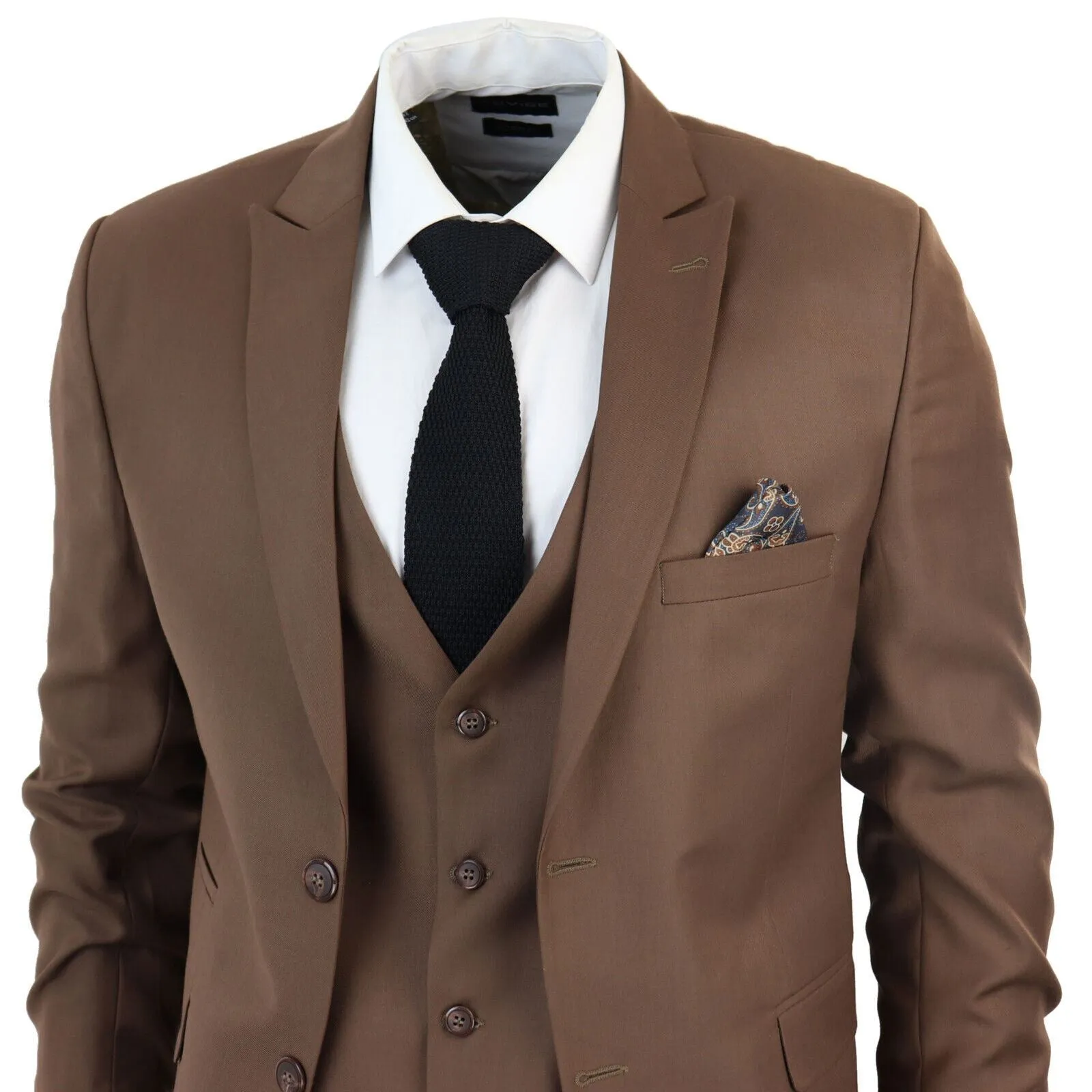 Costume 3 pièces classique uni marron IM1 pour homme
