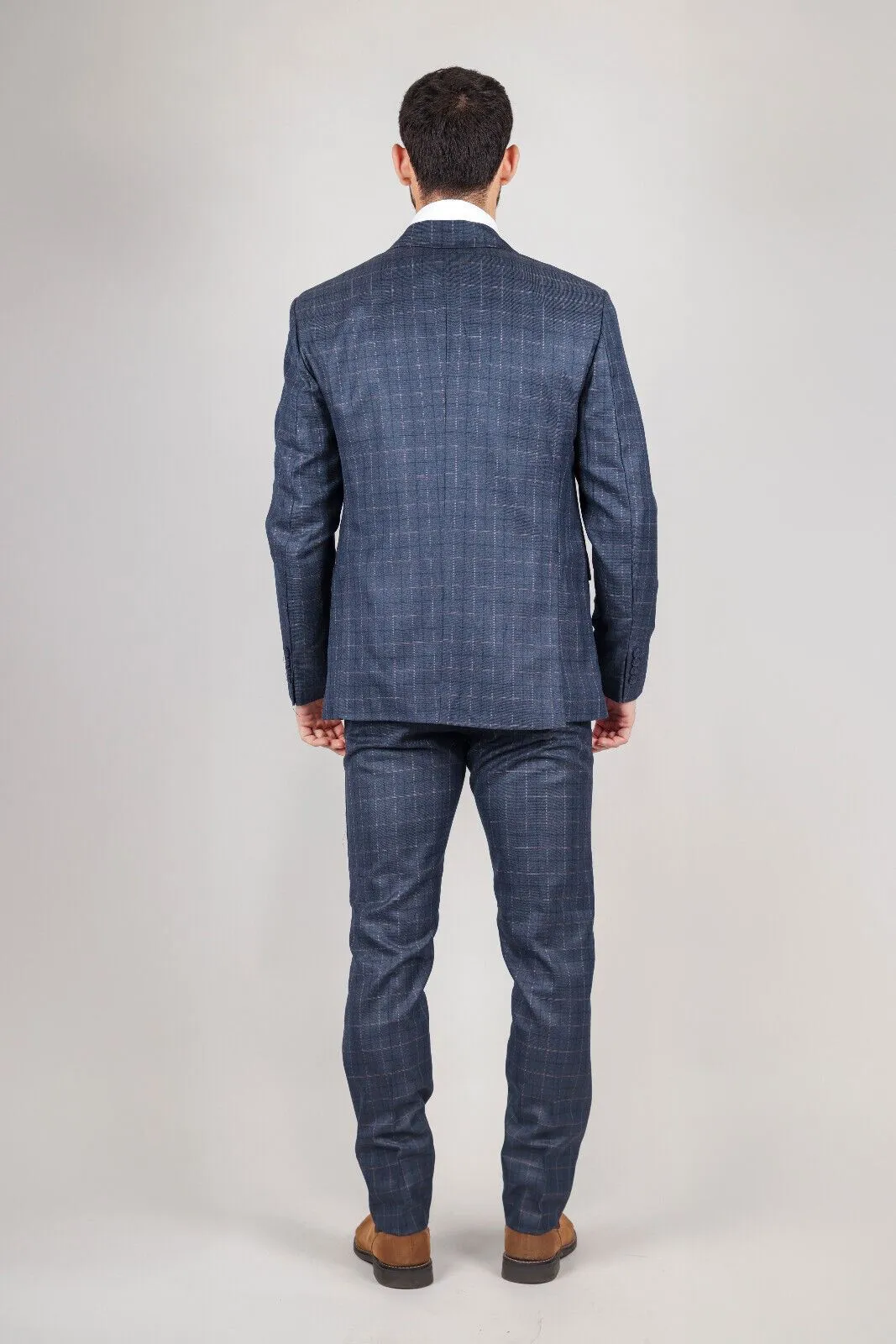 Costume 3 pièces classique uni bleu IM2 pour homme
