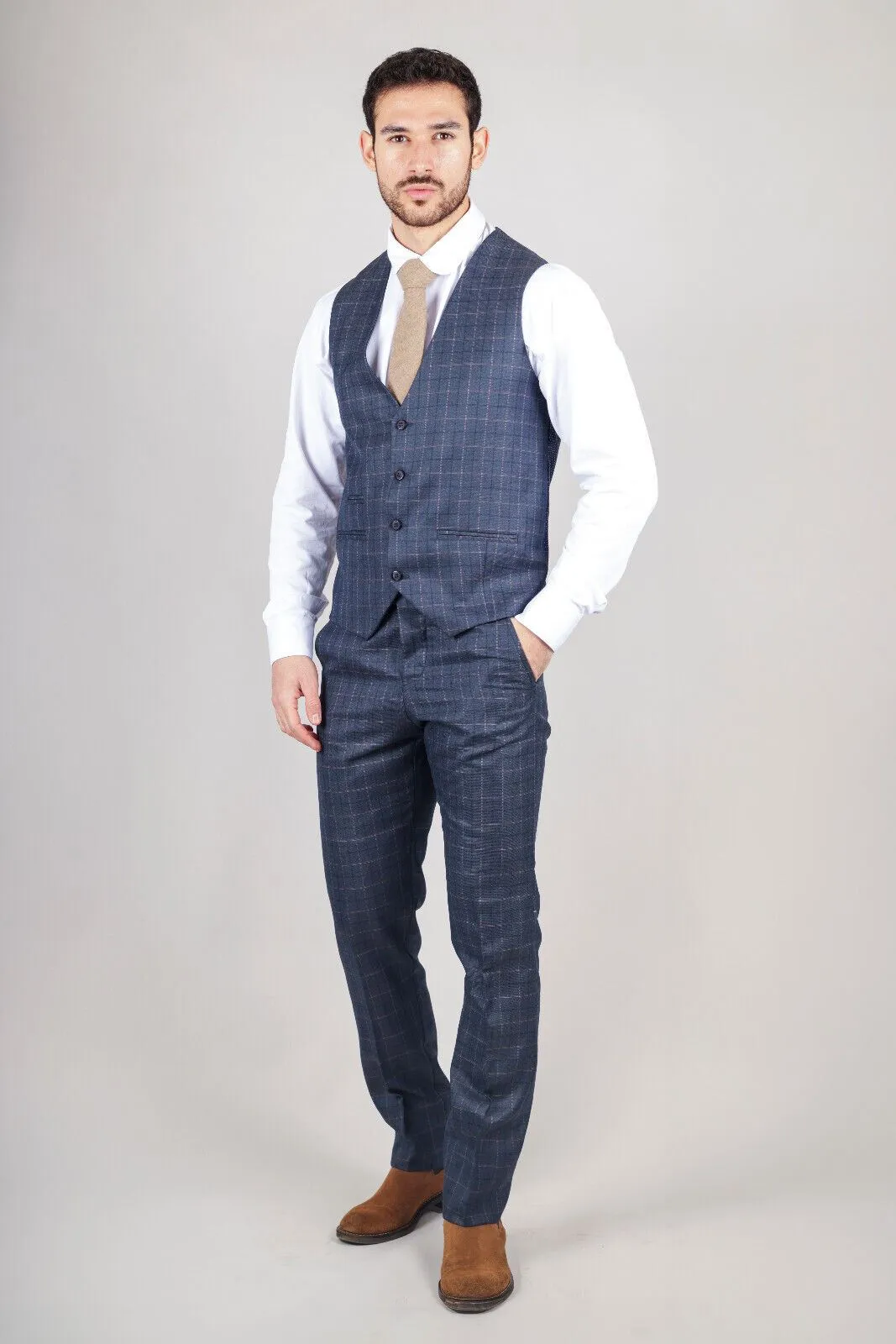Costume 3 pièces classique uni bleu IM2 pour homme