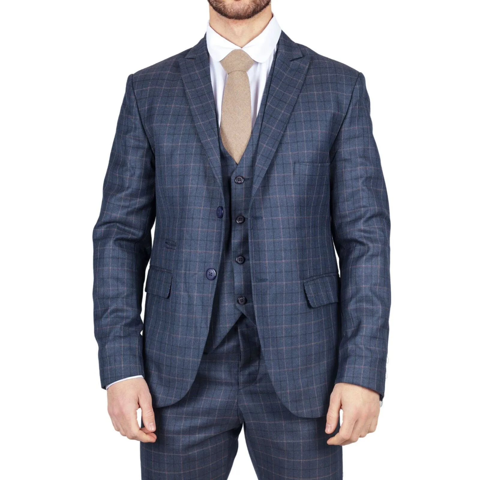 Costume 3 pièces classique uni bleu IM2 pour homme
