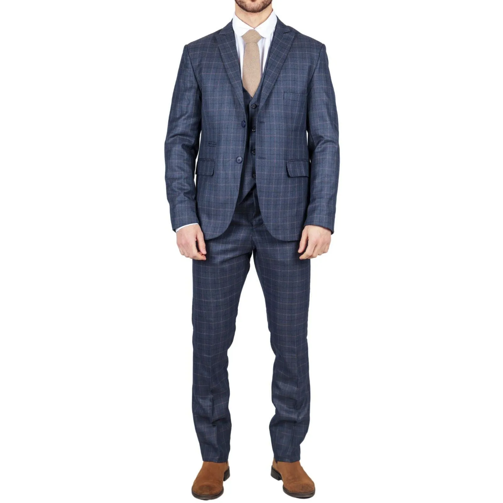 Costume 3 pièces classique uni bleu IM2 pour homme