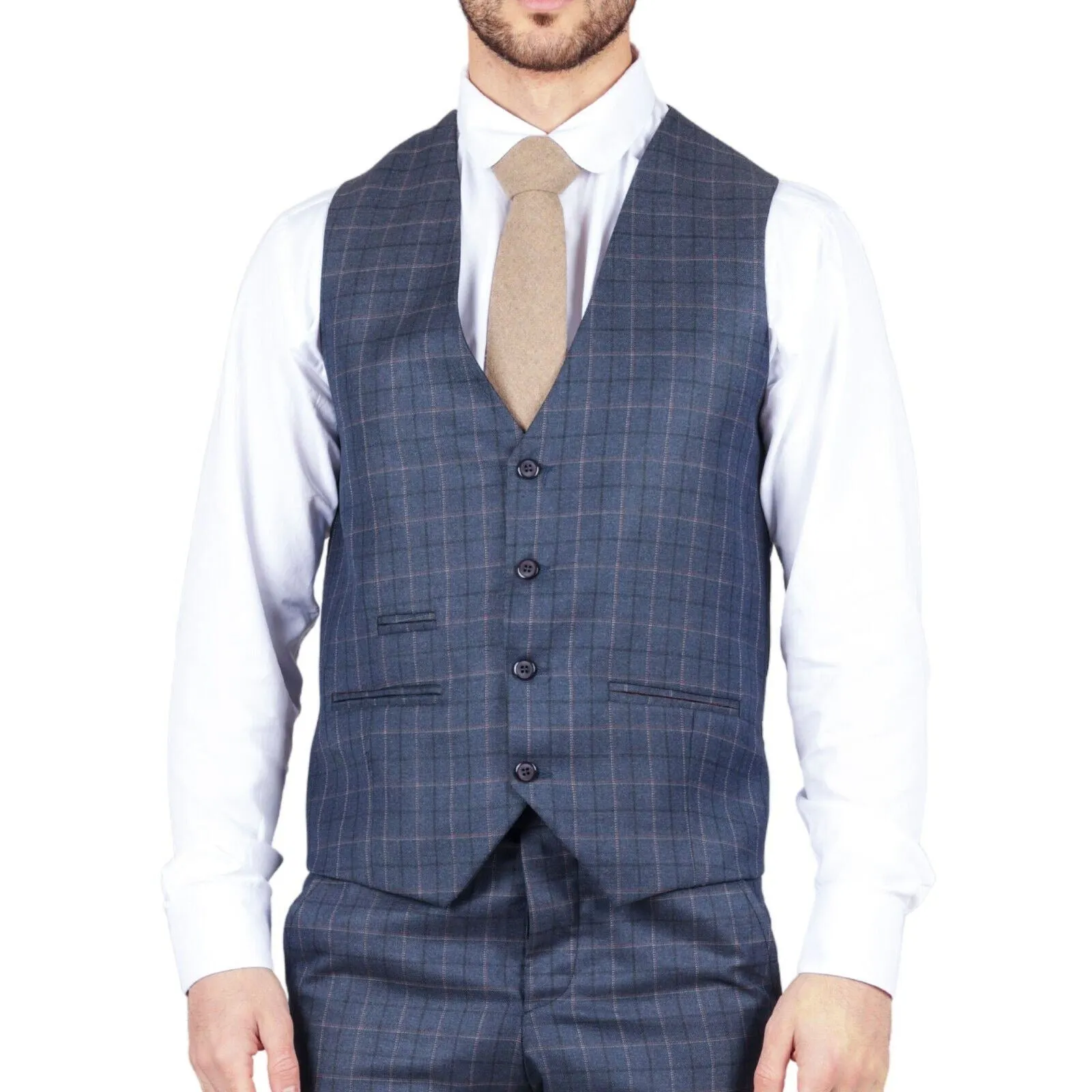 Costume 3 pièces classique uni bleu IM2 pour homme