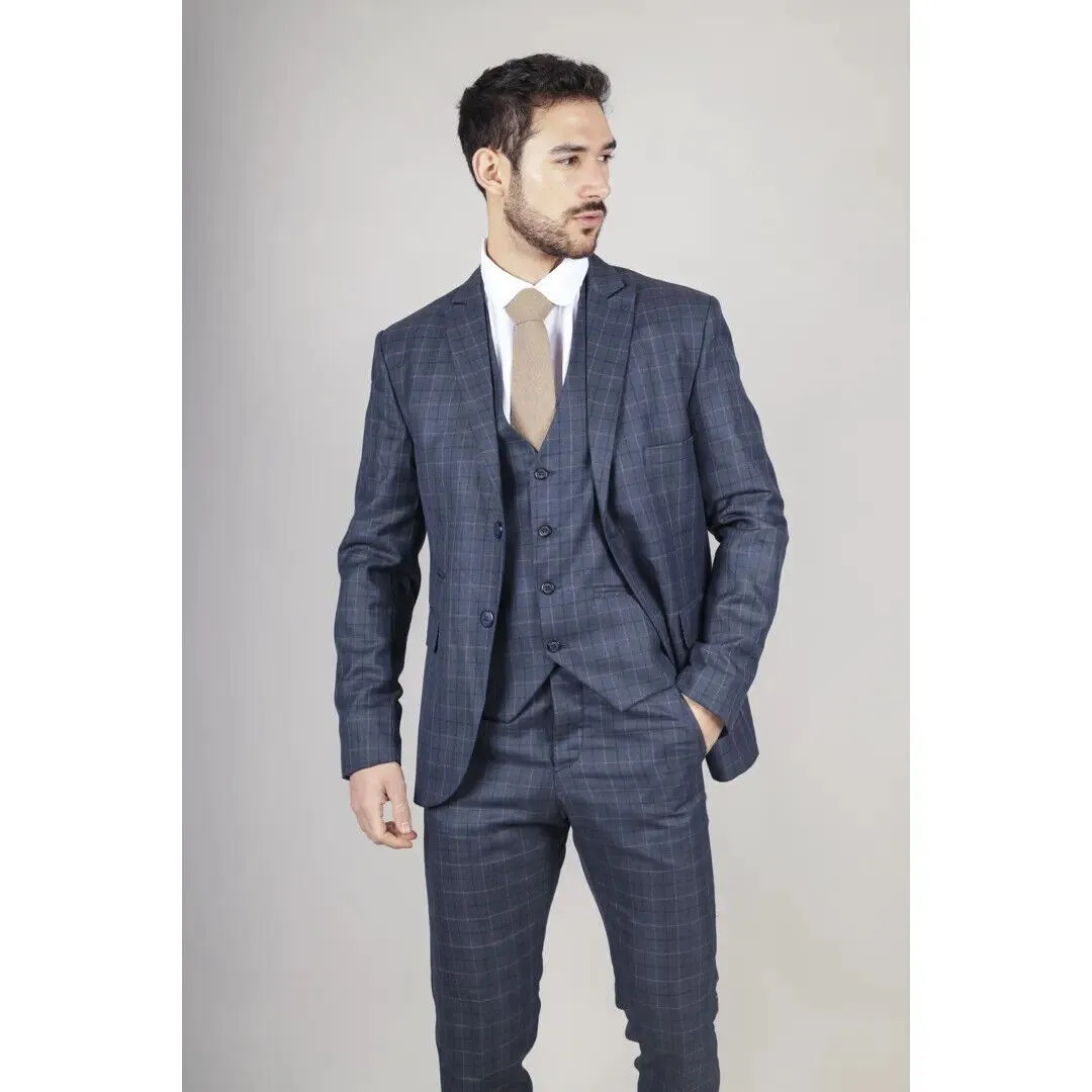 Costume 3 pièces classique uni bleu IM2 pour homme