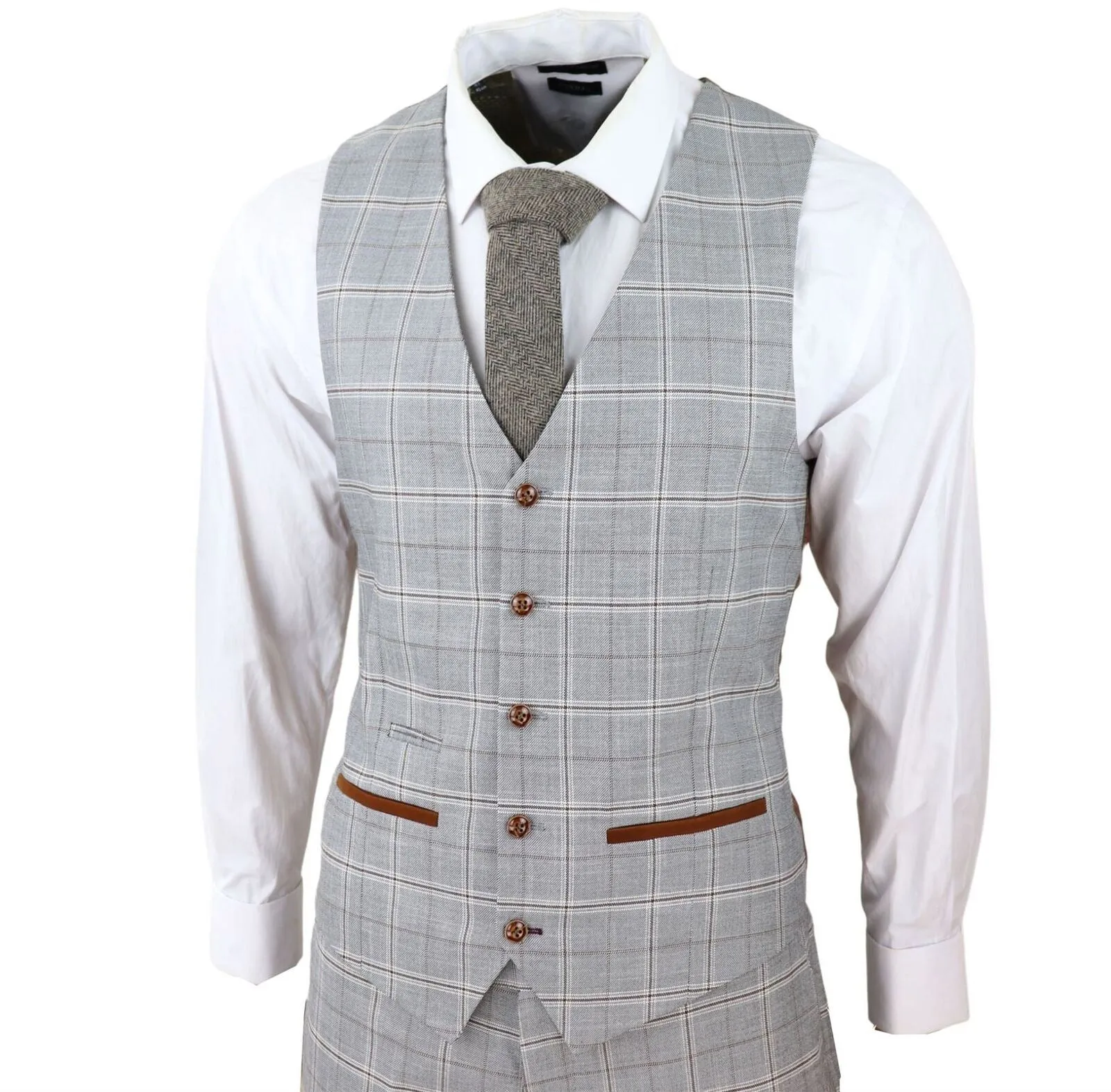 Costume trois pièces gris clair pour homme, ajusté sur mesure avec garnitures en velours