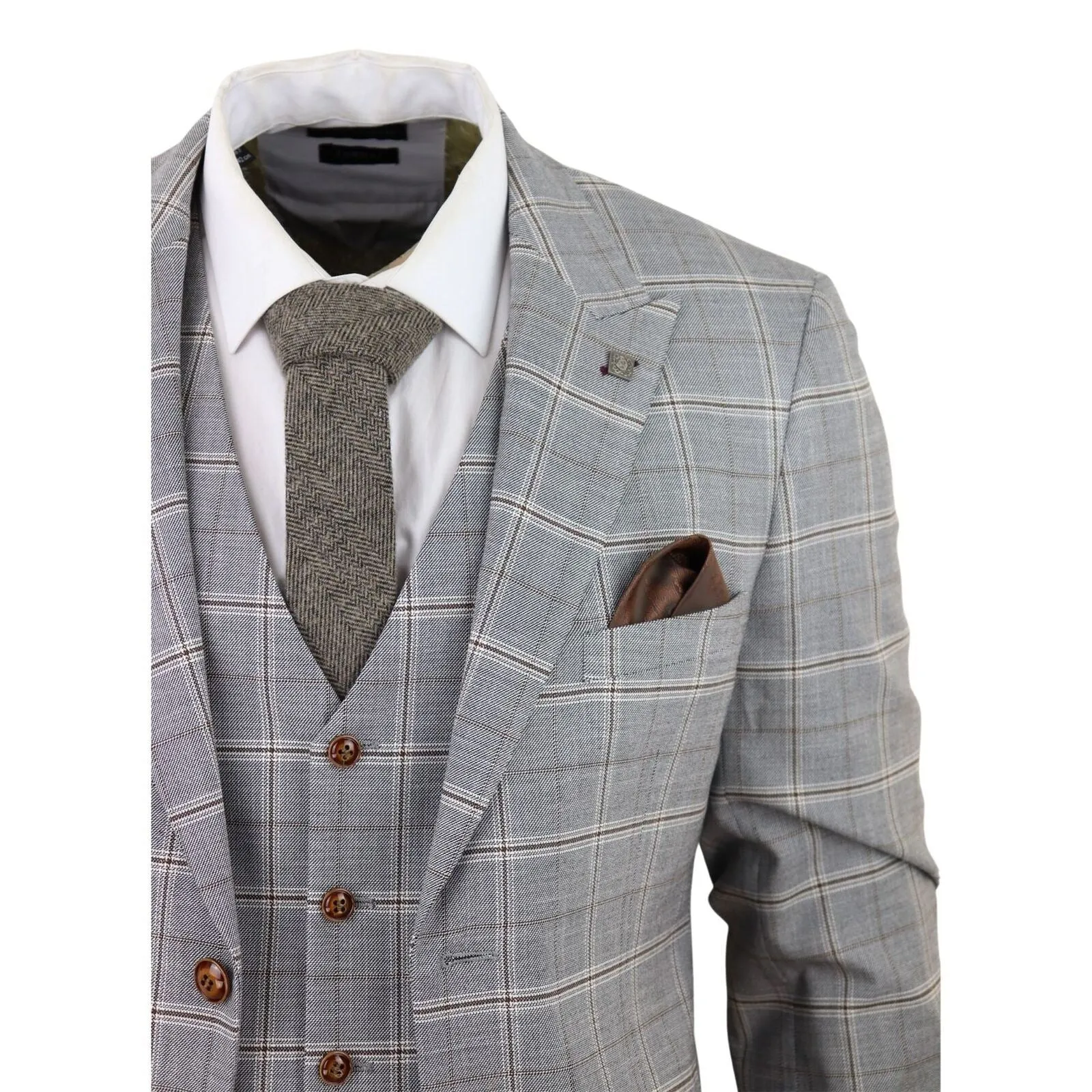 Costume trois pièces gris clair pour homme, ajusté sur mesure avec garnitures en velours