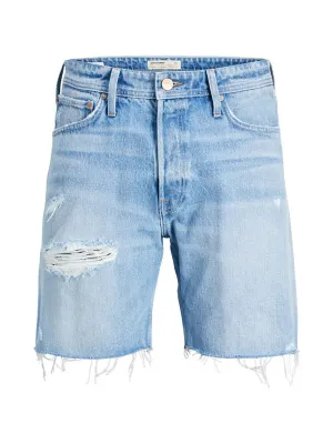 Short en jean déchiré coupe loose pour homme, Bleu clair