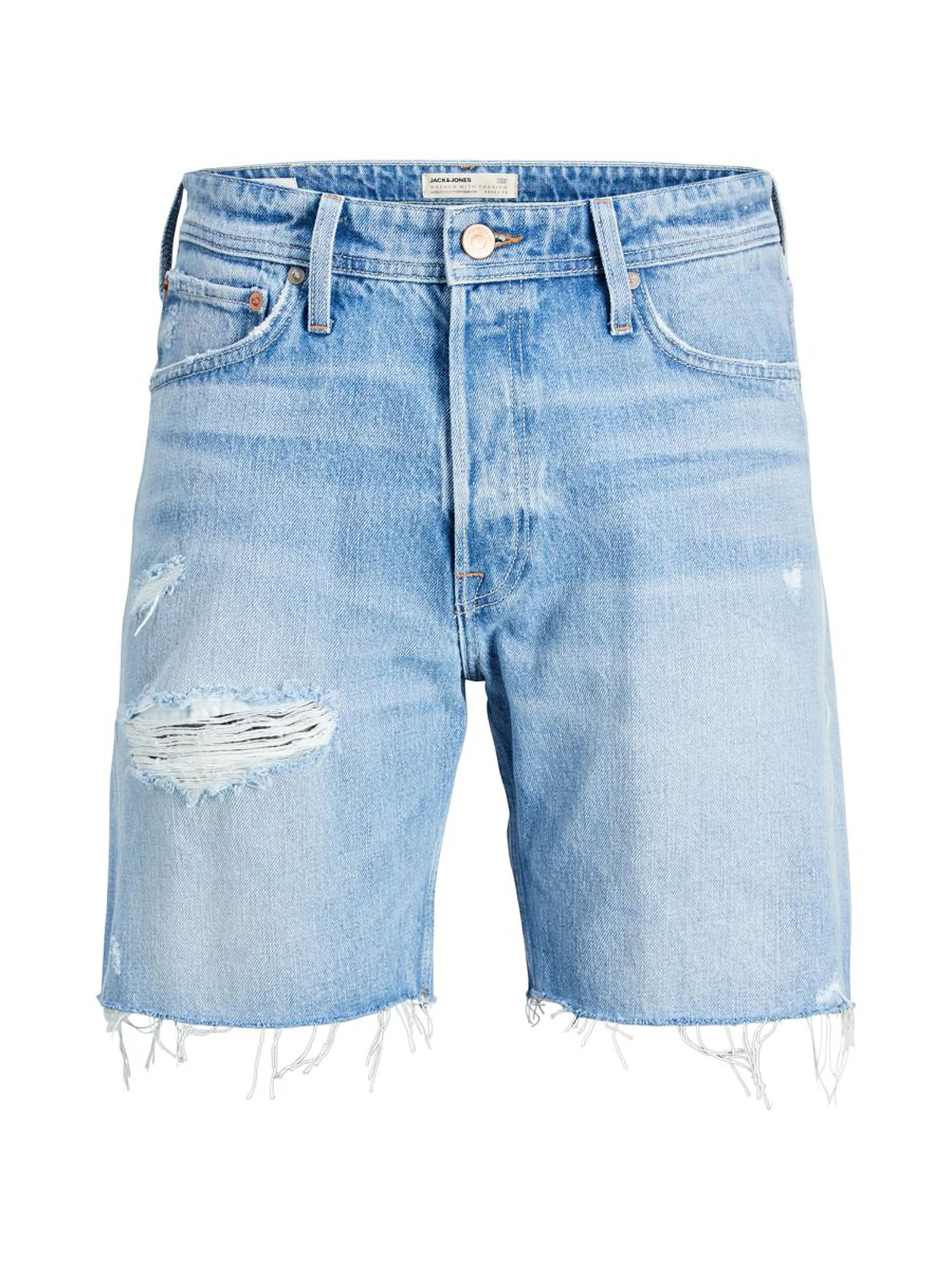 Short en jean déchiré coupe loose pour homme, Bleu clair
