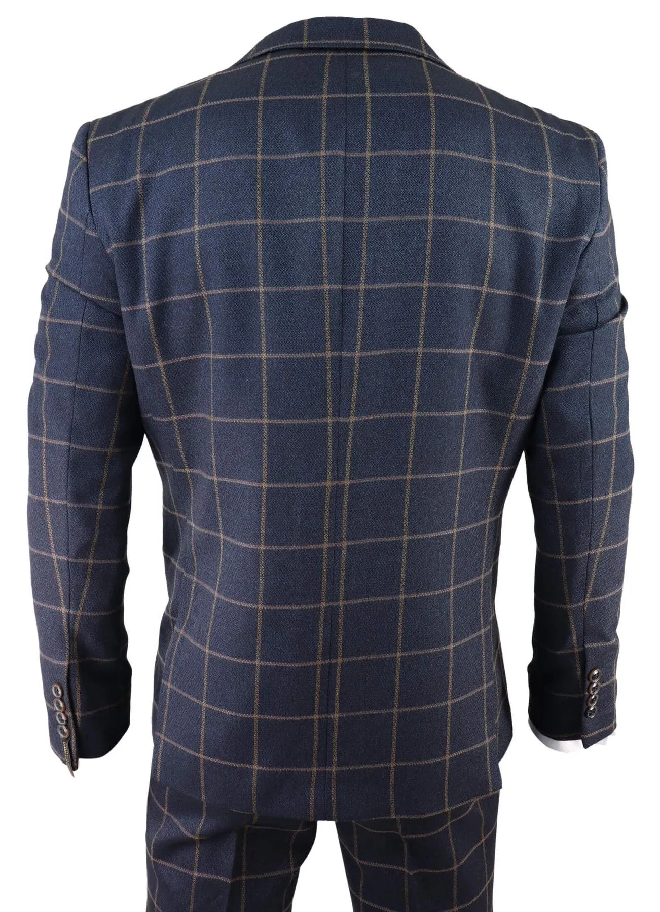Costume trois pièces en tweed bleu marine à carreaux pour homme, style Peaky Blinders, coupe ajustée des années 1920 Gatsby