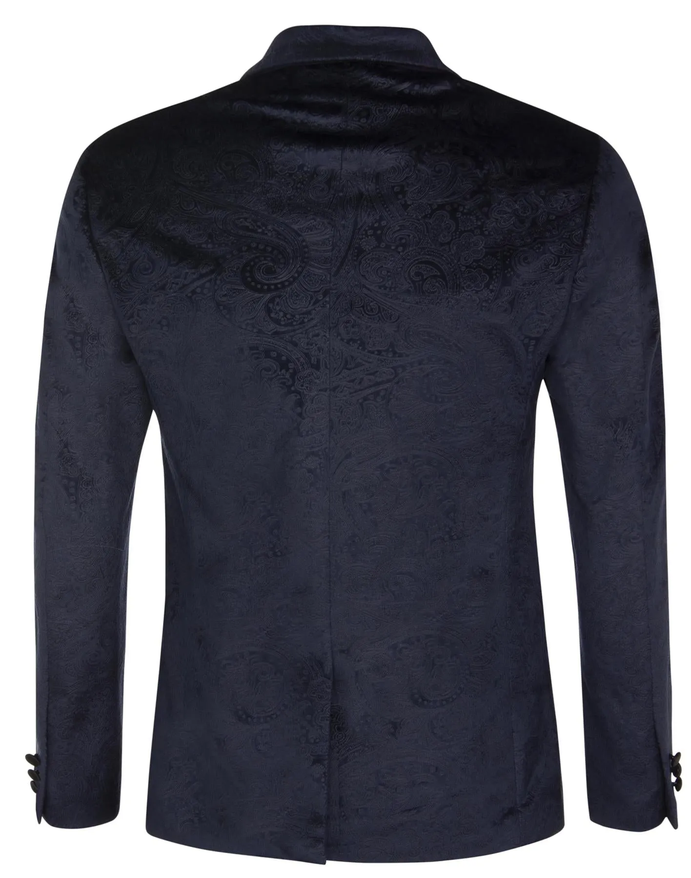 Veste de dîner en velours bleu marine à motif Paisley pour homme