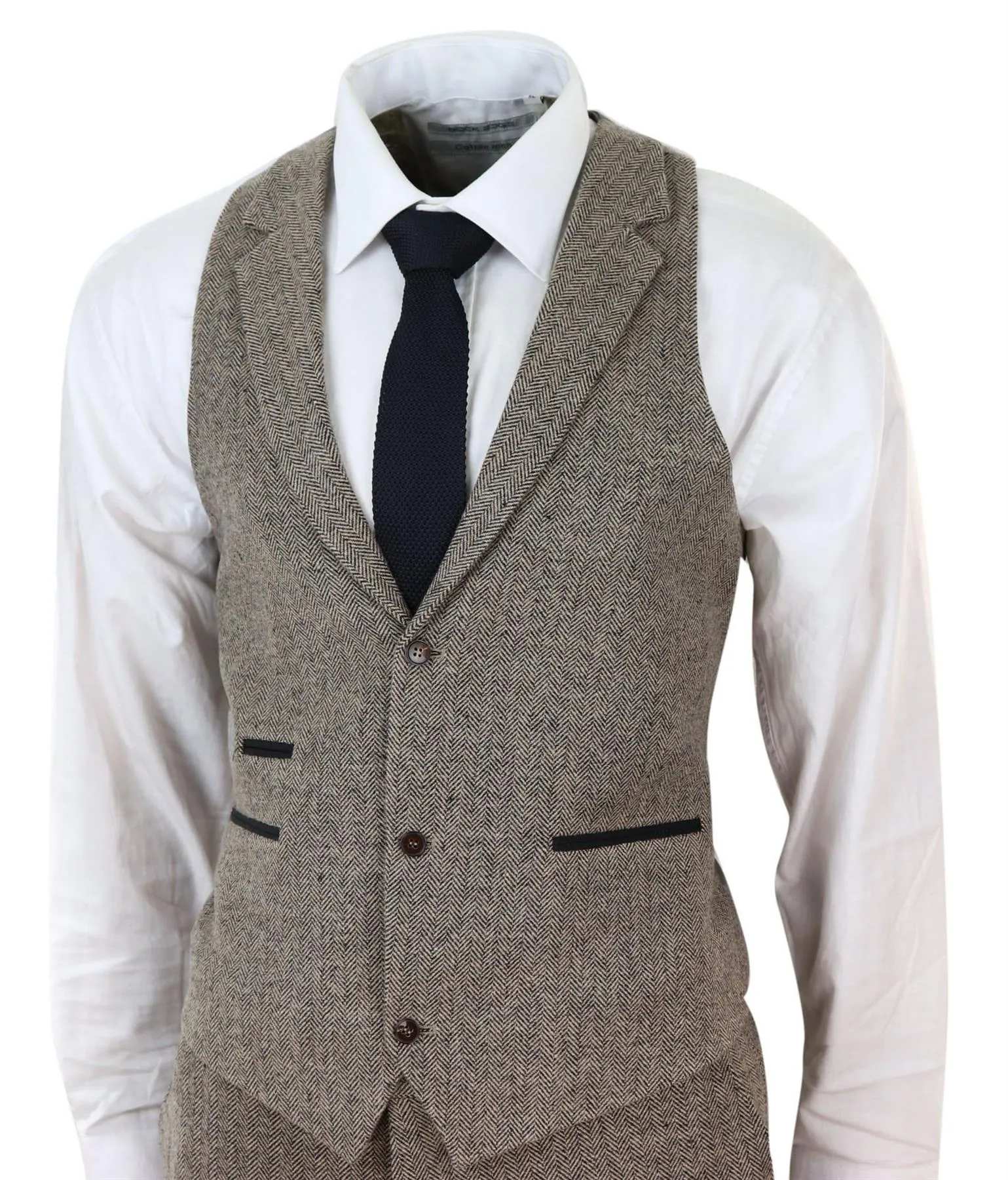 Costume trois pièces en tweed vintage marron chêne pour homme, à chevrons, style rétro des années 1920 Peaky Blinders