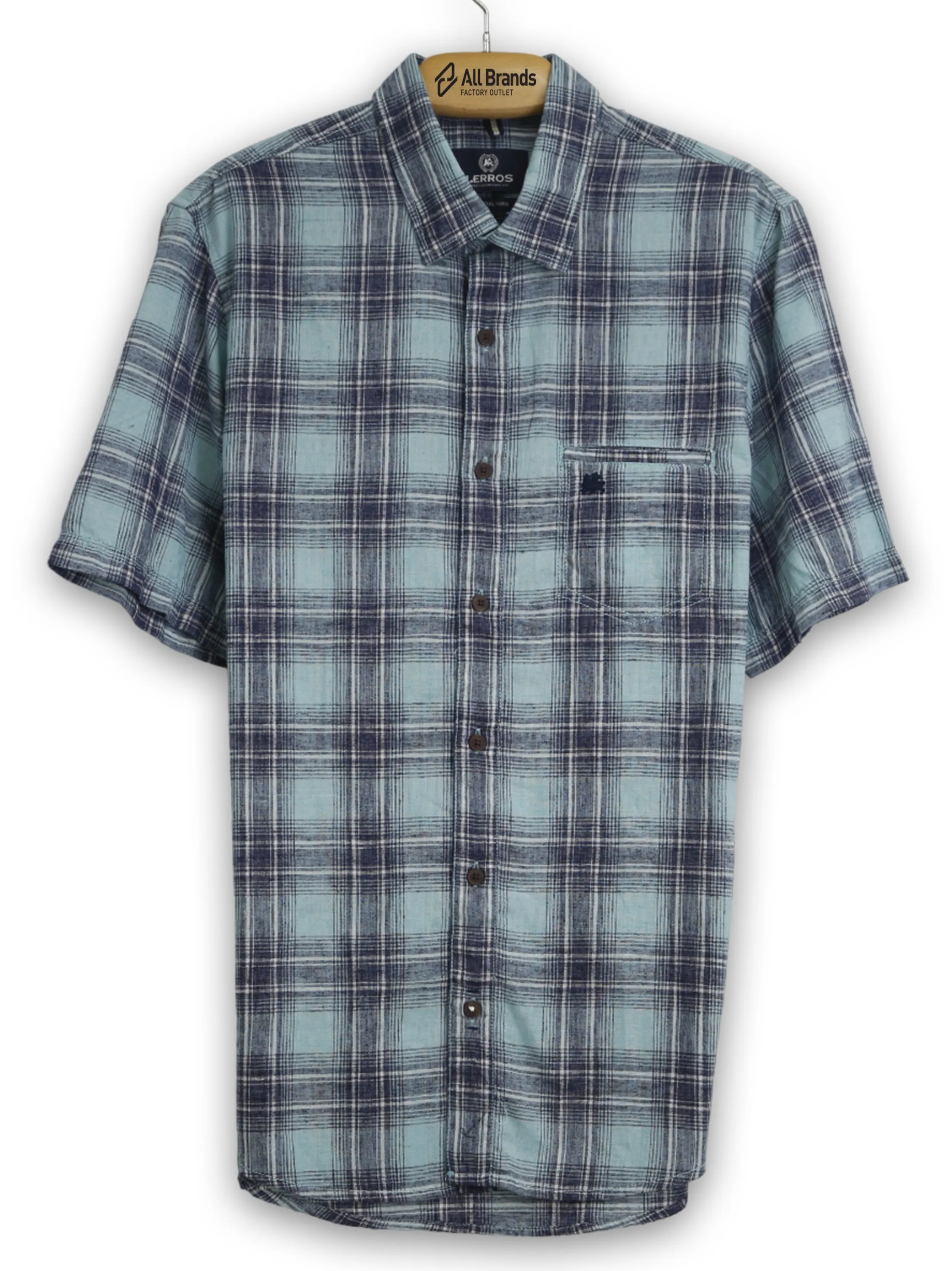 Chemise à carreaux pour homme, bleu clair