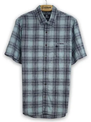 Chemise à carreaux pour homme, bleu clair