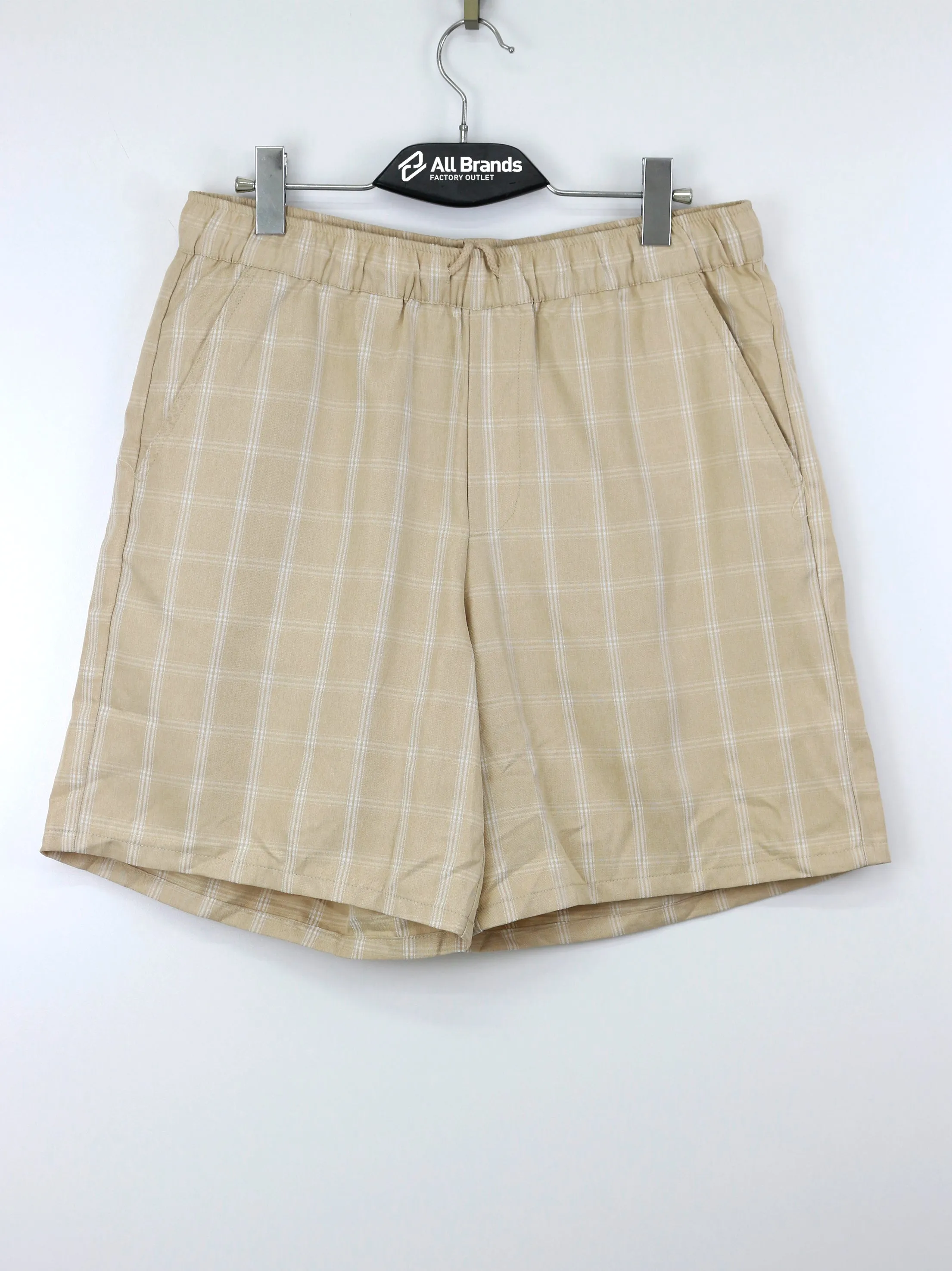 Short de plaid pour homme à cordon, beige