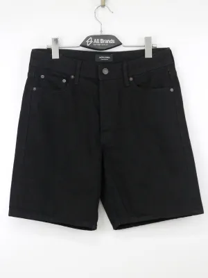 Short en jean uni pour hommes, Noir