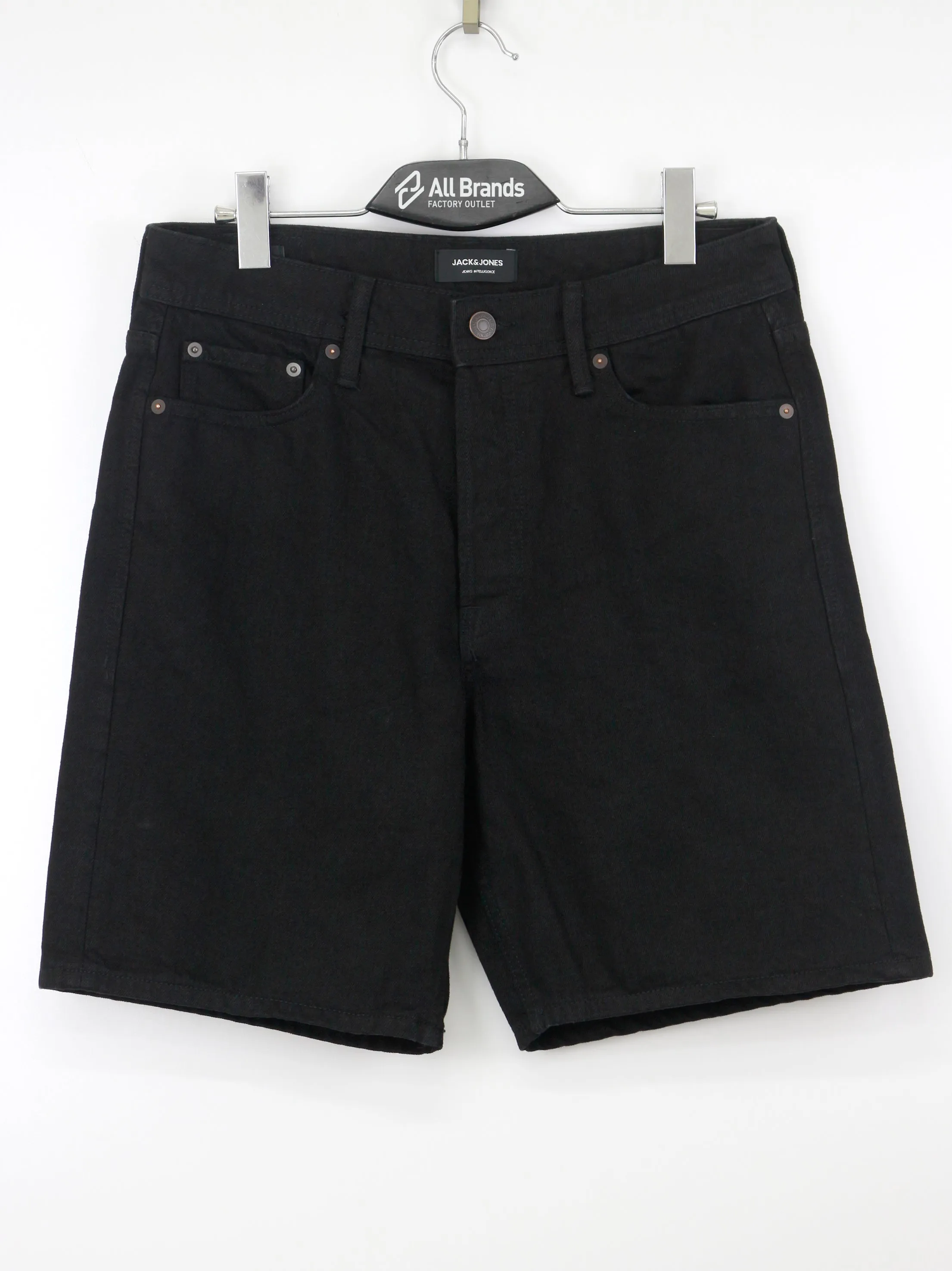 Short en jean uni pour hommes, Noir