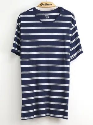 T-shirt rayé pour homme, Marine/Blanc