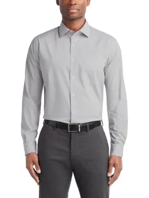 Chemise fine rayée à boutons pour homme, gris clair