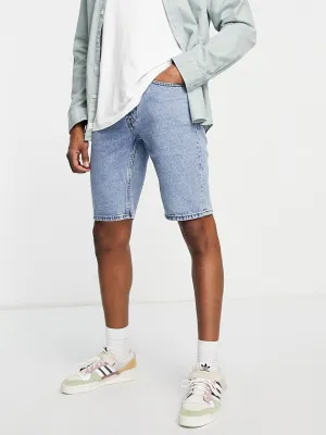 Short en denim lavé pour homme, Bleu clair