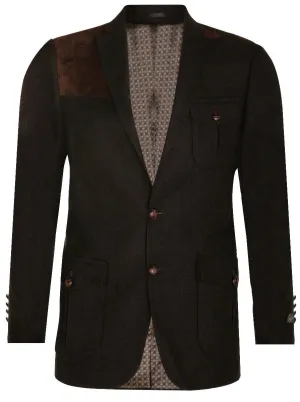 Veste de chasse en tweed de laine pour homme - Veste de sport élégante décontractée avec coudières - Olive