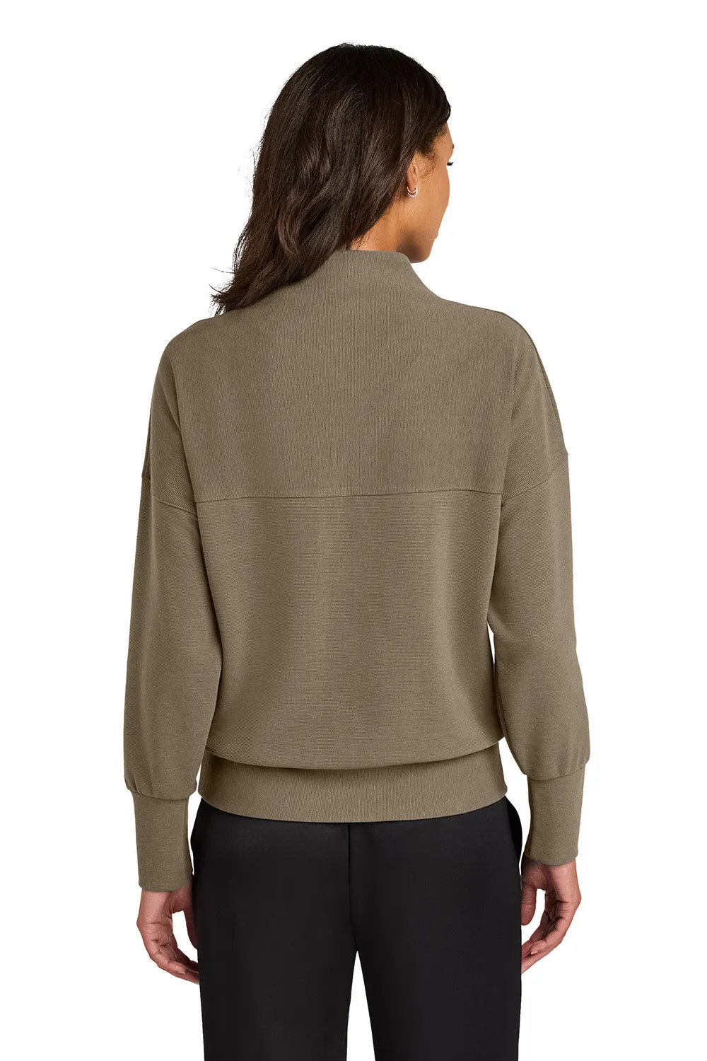 Mercer Mettle Sweat-shirt Femme à Texture Linéaire Résistante aux Odeurs 1/4 Zip - Brun Taupe Chaud