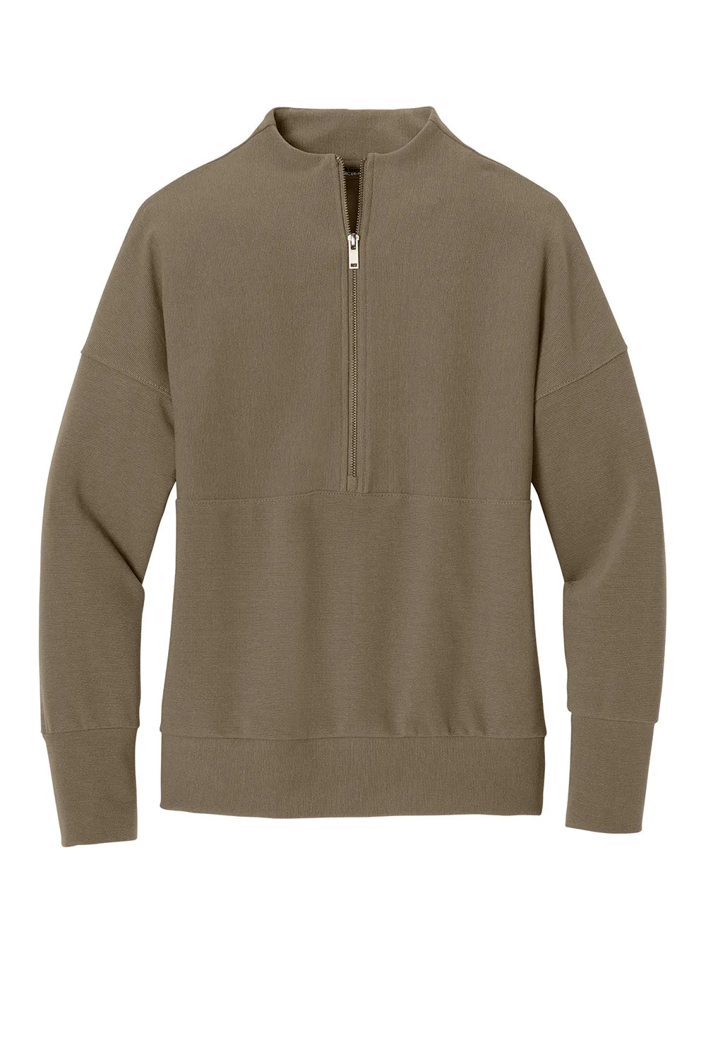 Mercer Mettle Sweat-shirt Femme à Texture Linéaire Résistante aux Odeurs 1/4 Zip - Brun Taupe Chaud