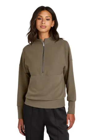 Mercer Mettle Sweat-shirt Femme à Texture Linéaire Résistante aux Odeurs 1/4 Zip - Brun Taupe Chaud