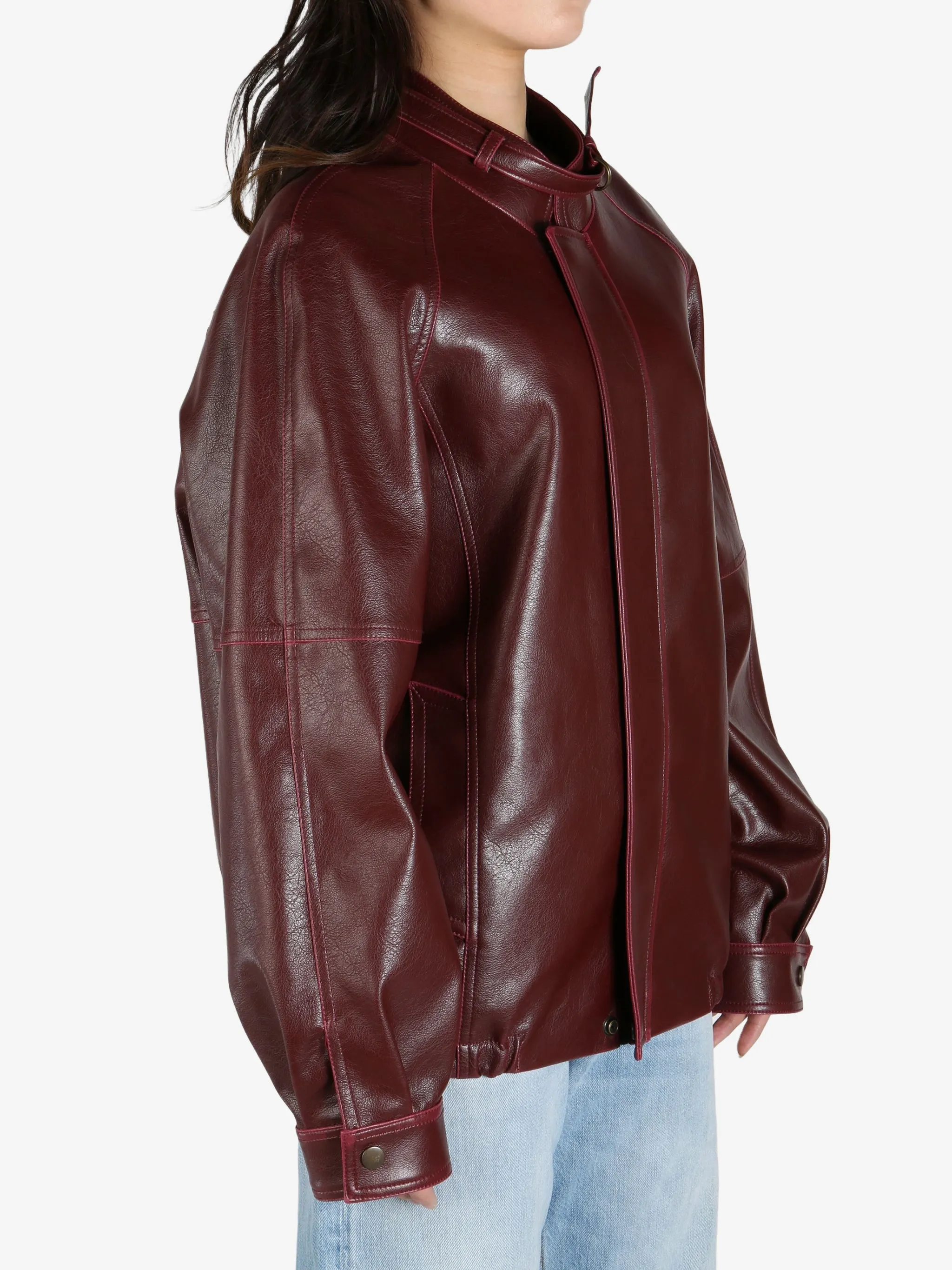 MM6 Maison Margiela - Veste en cuir pour femme avec col à boucle