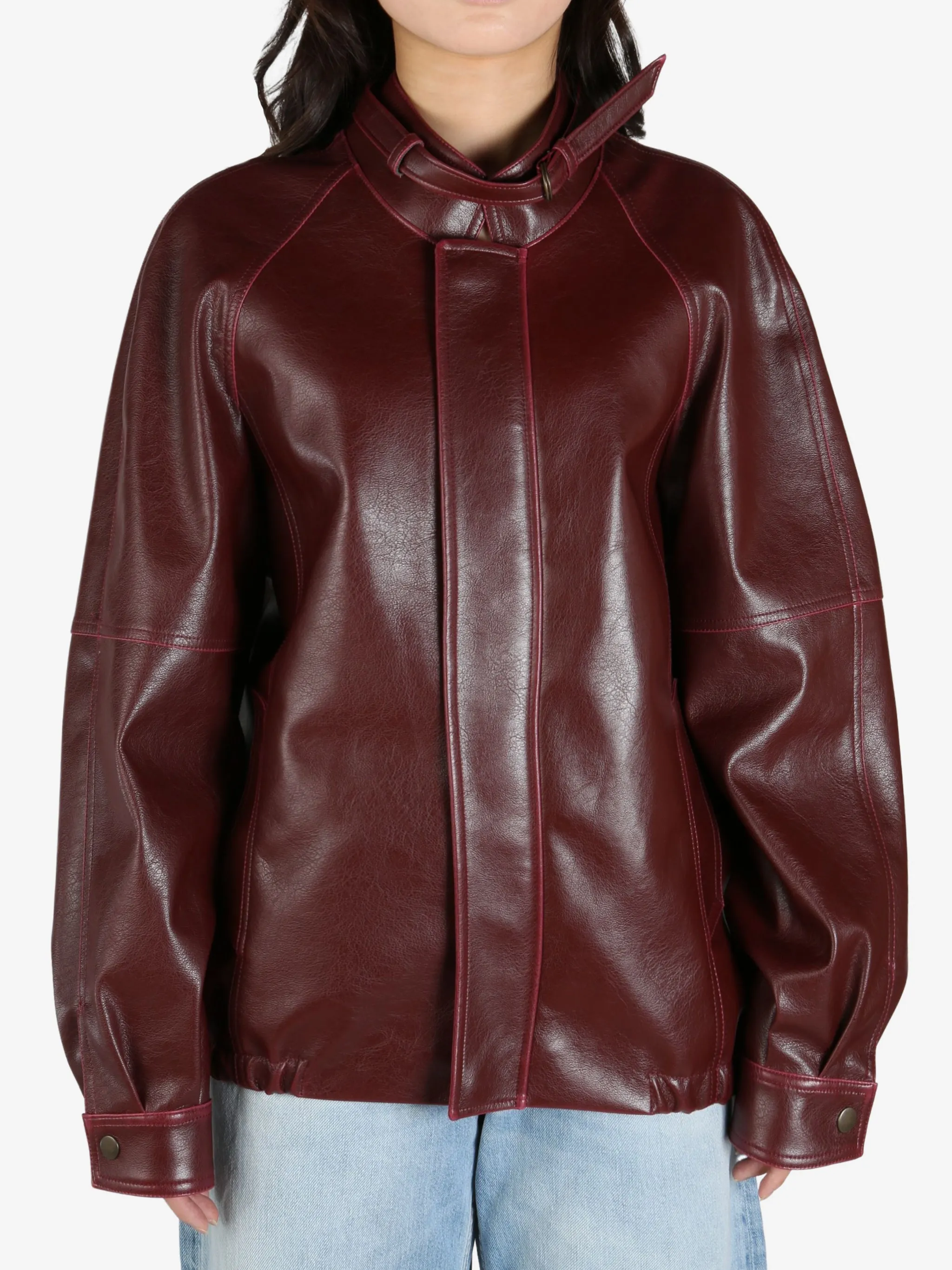 MM6 Maison Margiela - Veste en cuir pour femme avec col à boucle
