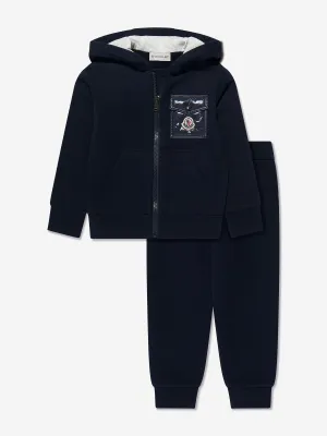 Moncler Enfant Survêtement à Logo avec Poche pour Garçons en Bleu Marine