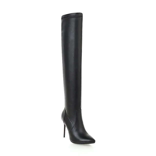 MORAZORA Nouvelle arrivée 2020 bottes femme automne au-dessus du genou talons aiguilles hauts chaussures de soirée sexy bottes stretch élégantes Fashion Nova Shoes