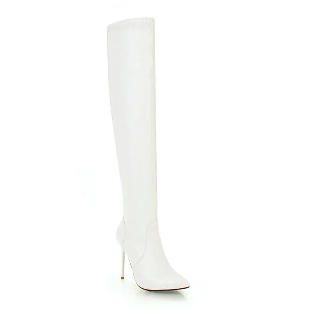 MORAZORA Nouvelle arrivée 2020 bottes femme automne au-dessus du genou talons aiguilles hauts chaussures de soirée sexy bottes stretch élégantes Fashion Nova Shoes