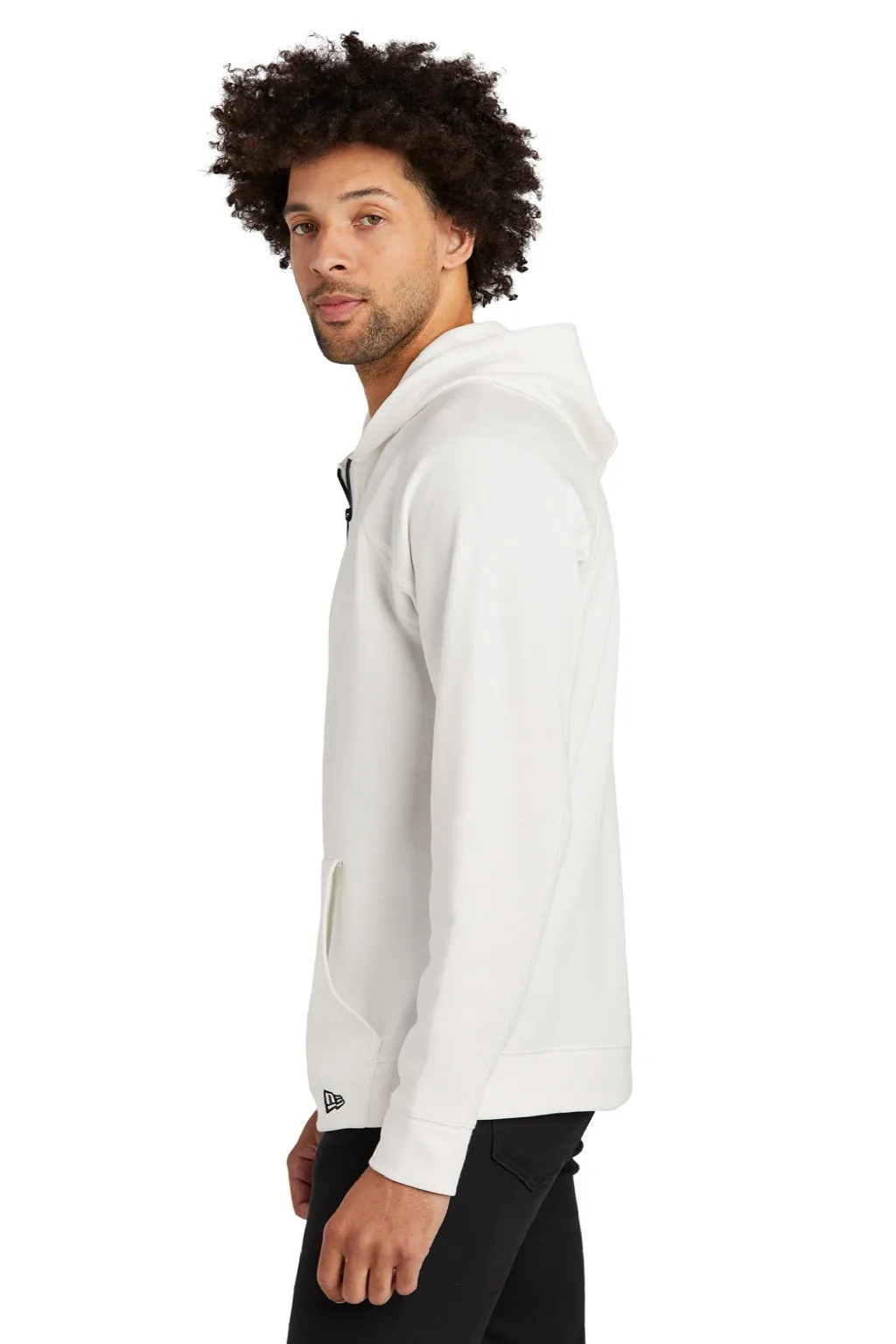 New Era Sweat à capuche pour hommes avec poche kangourou et fermeture 1/4 - Blanc fan