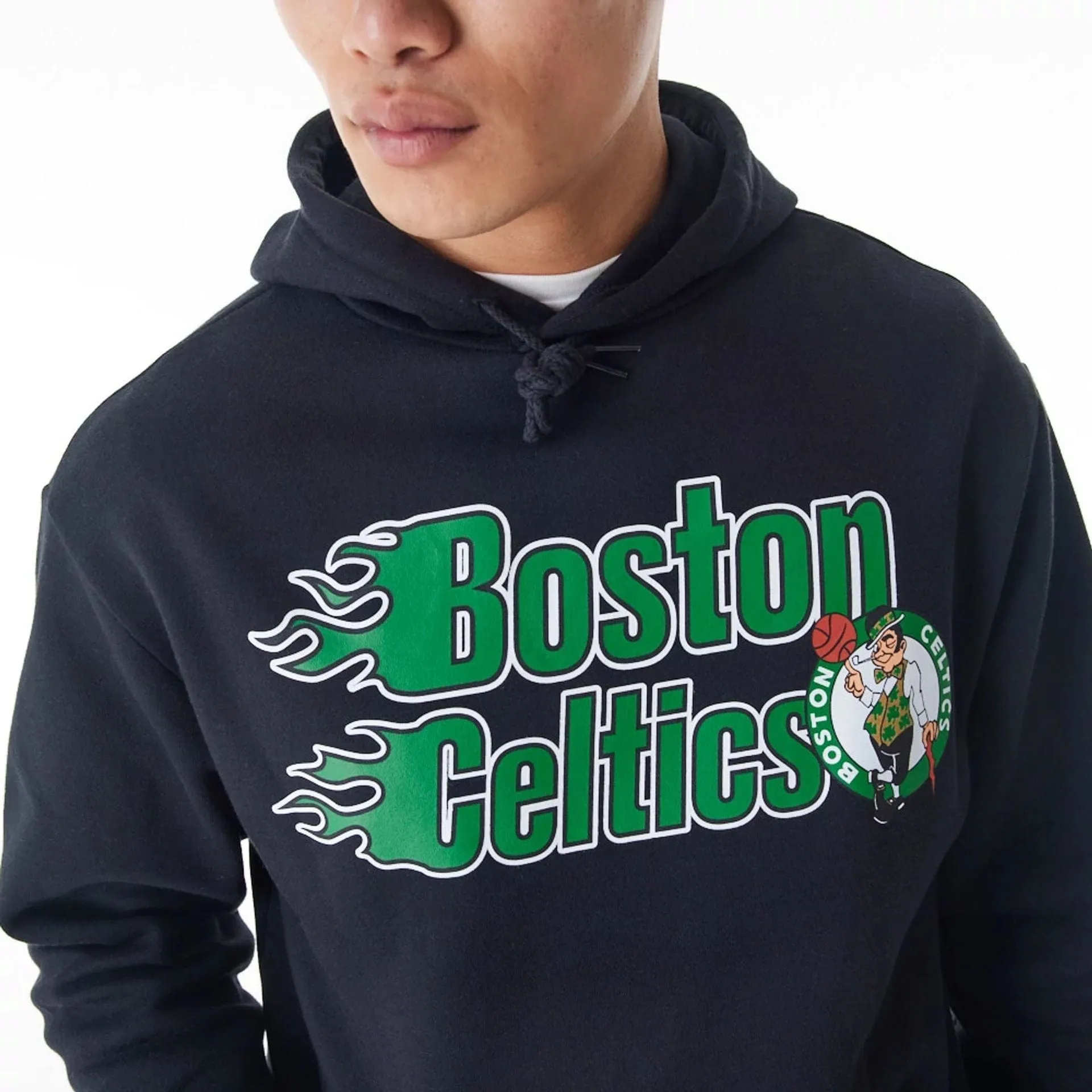 Sweats à capuche et pulls à capuche New Era Boston Celtics NBA avec impression flammes Noir Pull à capuche oversize