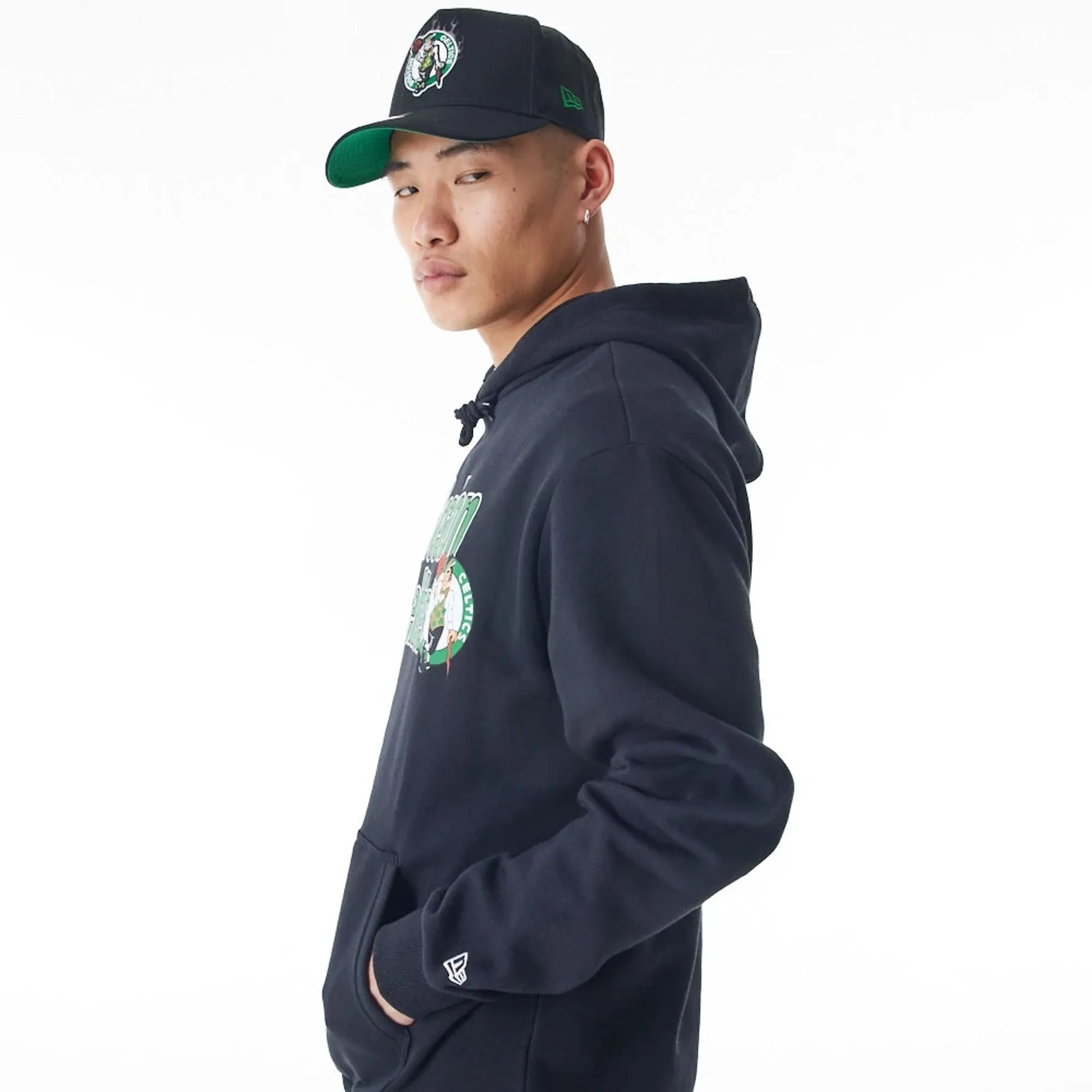 Sweats à capuche et pulls à capuche New Era Boston Celtics NBA avec impression flammes Noir Pull à capuche oversize