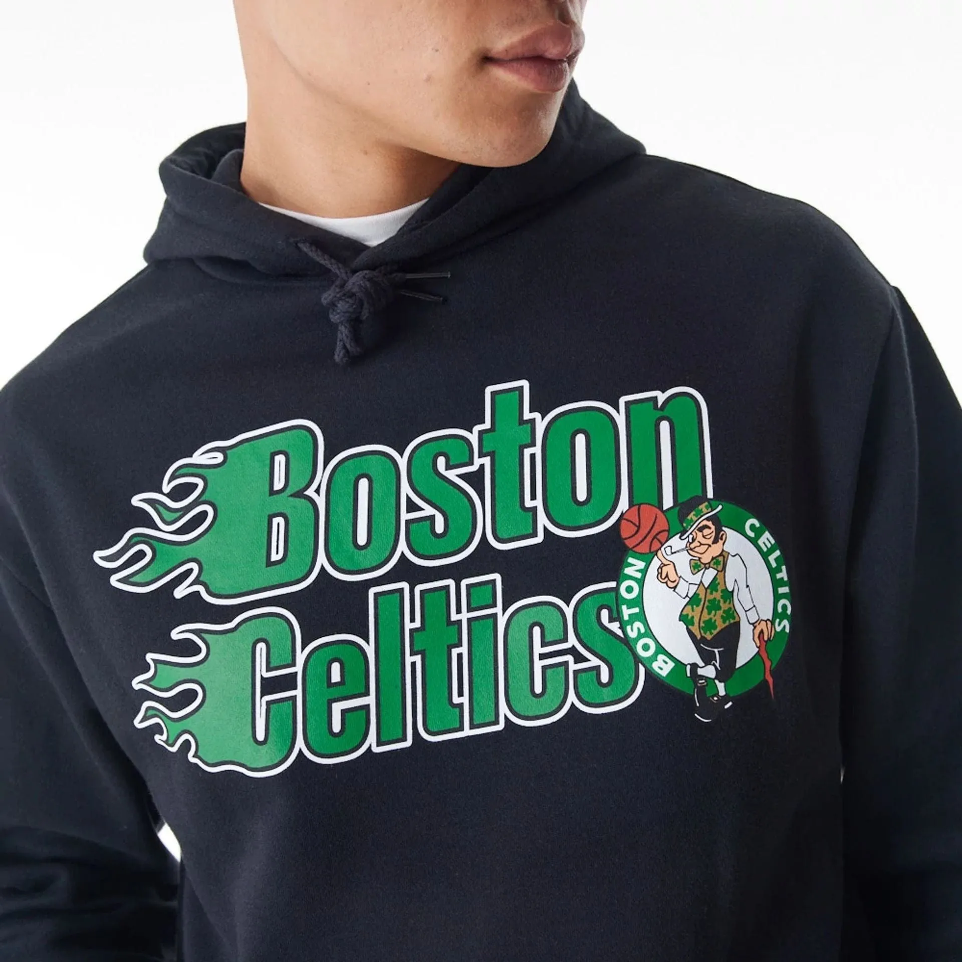 Sweats à capuche et pulls à capuche New Era Boston Celtics NBA avec impression flammes Noir Pull à capuche oversize