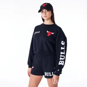 Sweatshirts et Hoodies New Era Chicago Bulls Femmes NBA Wordmark Noir Sweatshirt Court à Col Rond