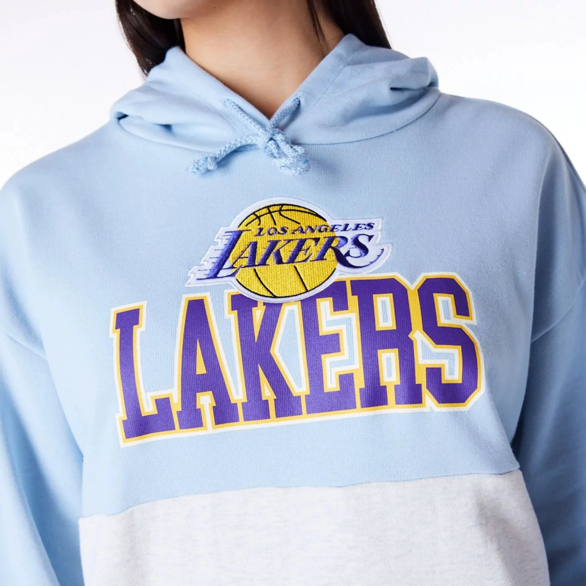 Sweats à capuche et pulls à capuche New Era LA Lakers pour femmes NBA Pull à capuche oversize bleu pastel