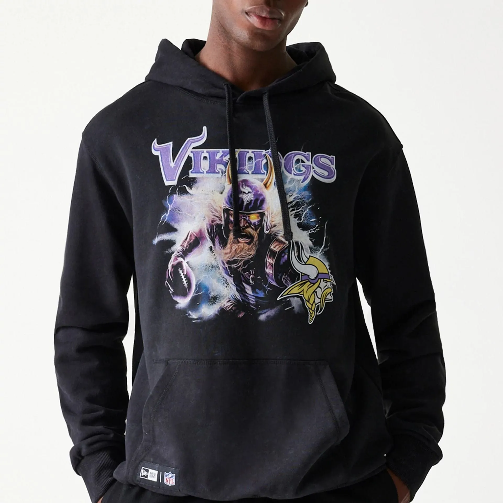 Sweats à capuche et pulls New Era des Minnesota Vikings - Vêtements premium pour les matchs de NFL - Pull à capuche noir surdimensionné