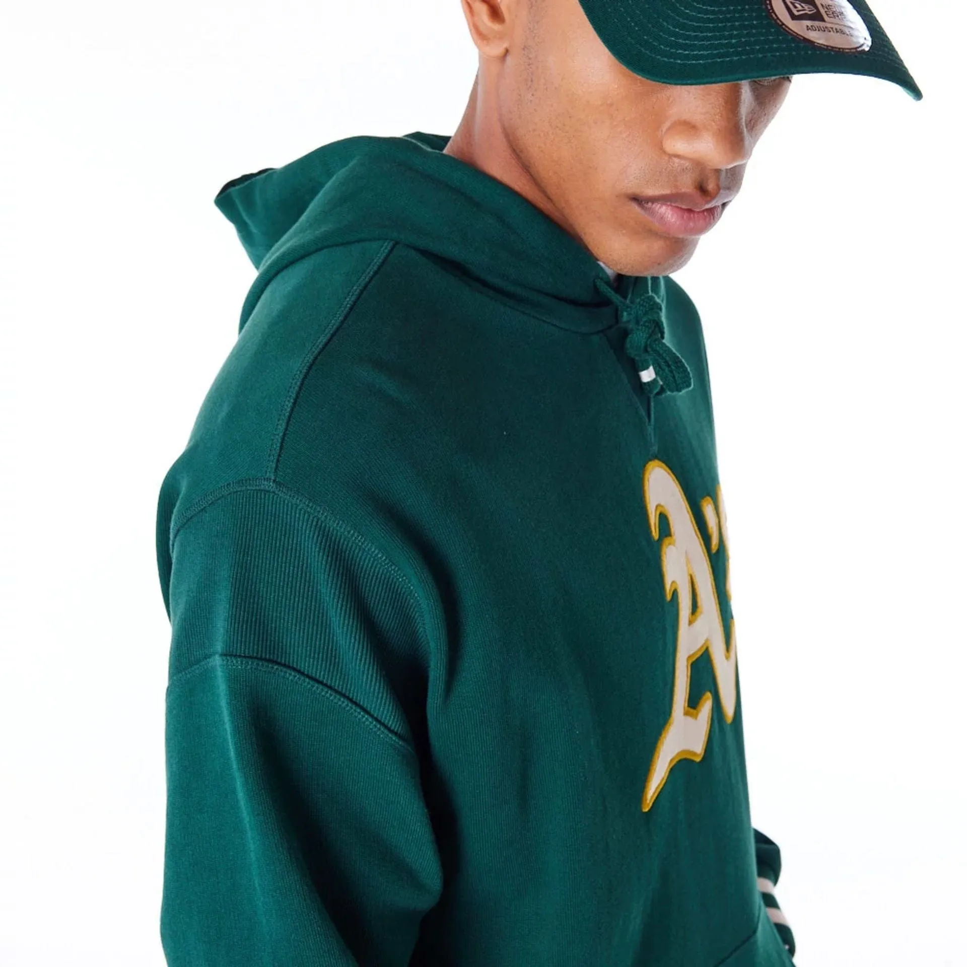 Sweats à capuche et pulls à capuche New Era Oakland Athletics MLB Remplissage de côtes Vert foncé Pull à capuche oversized