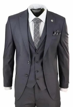 Nouveau costume 3 pièces pour homme - Charbon uni - Coupe classique ajustée - Smart Casual - Formel des années 1920