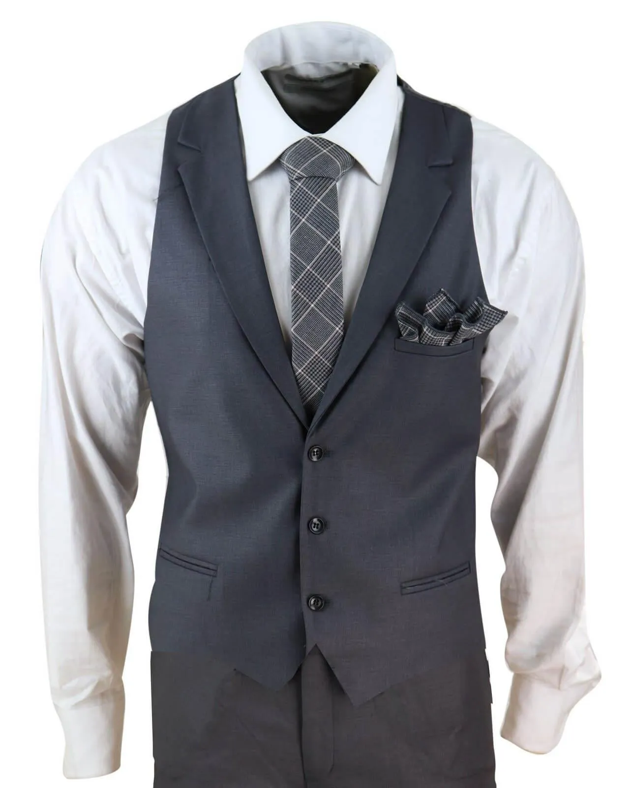 Nouveau costume 3 pièces pour homme - Charbon uni - Coupe classique ajustée - Smart Casual - Formel des années 1920