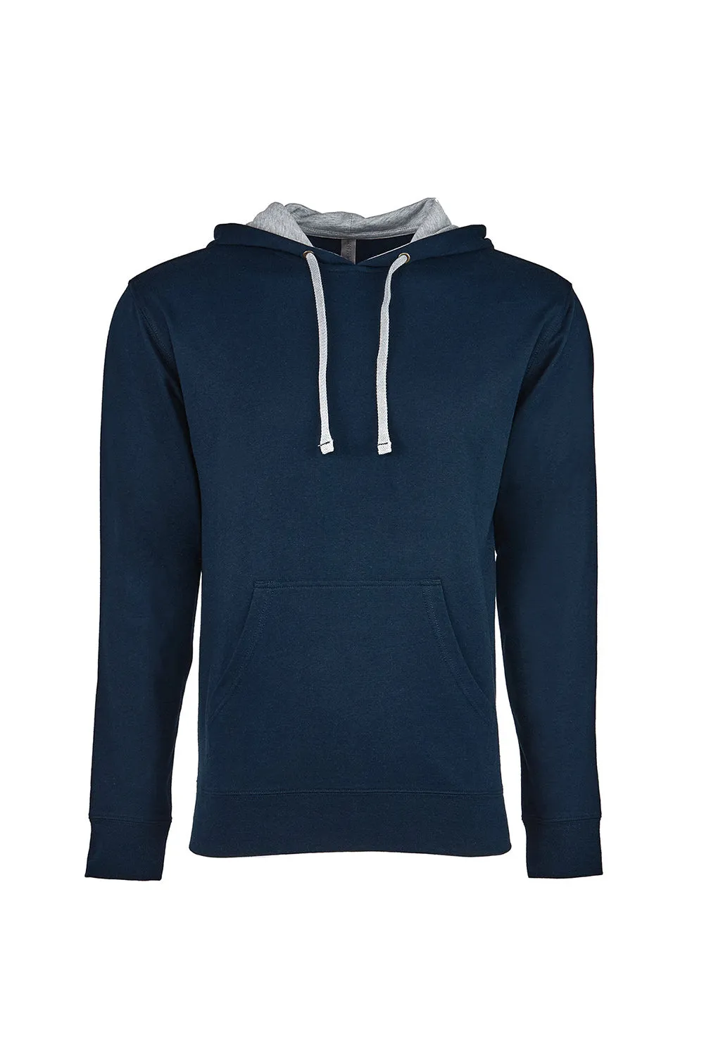 Sweat à capuche en molleton français pour hommes avec poche kangourou - Bleu marine minuit/Gris chiné