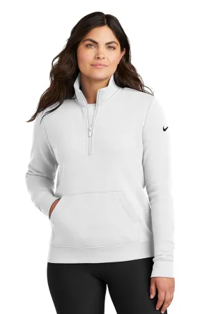 Nike Sweat-shirt à capuche 1/4 zip pour femme avec poche kangourou - Blanc