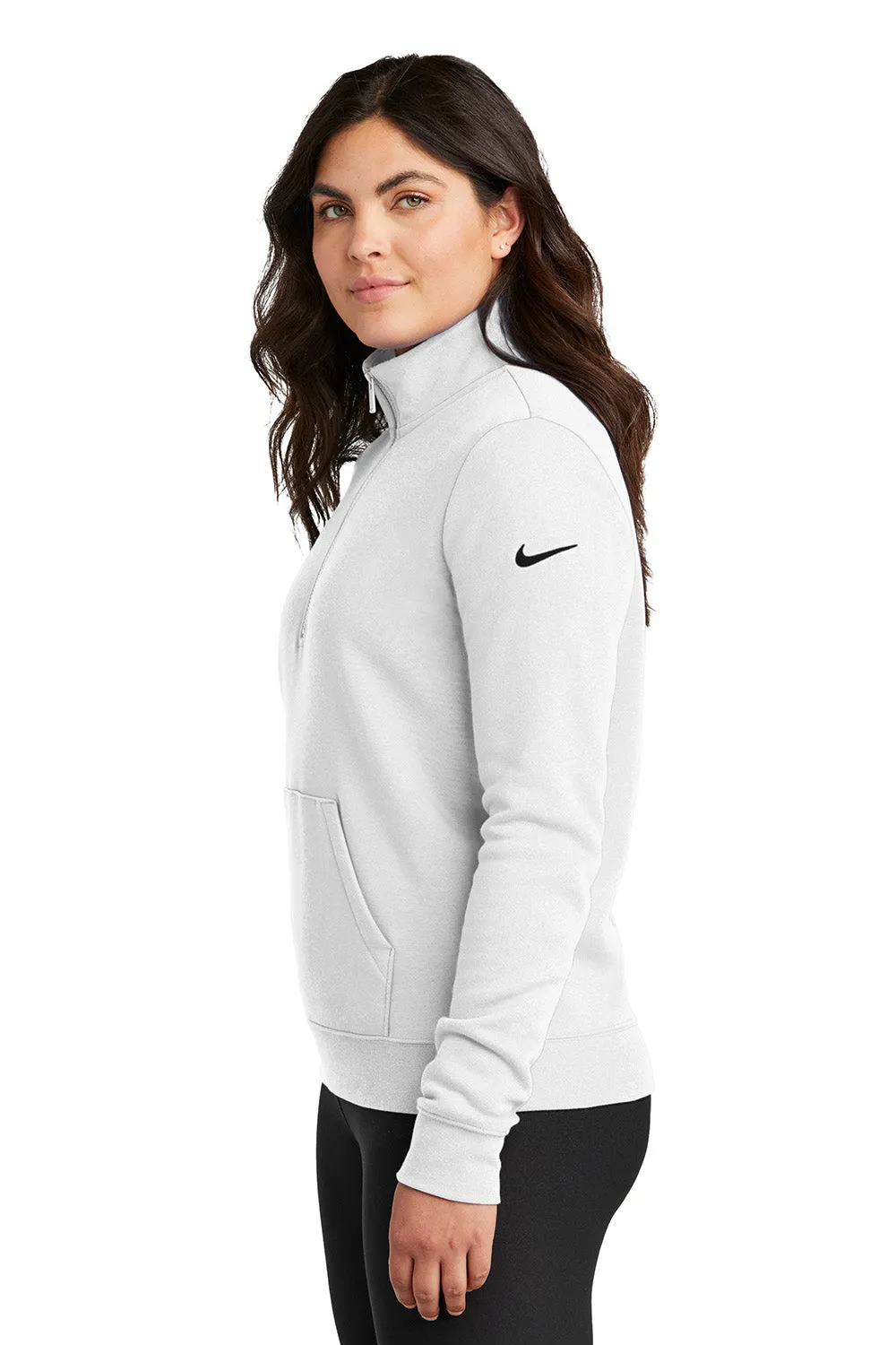 Nike Sweat-shirt à capuche 1/4 zip pour femme avec poche kangourou - Blanc