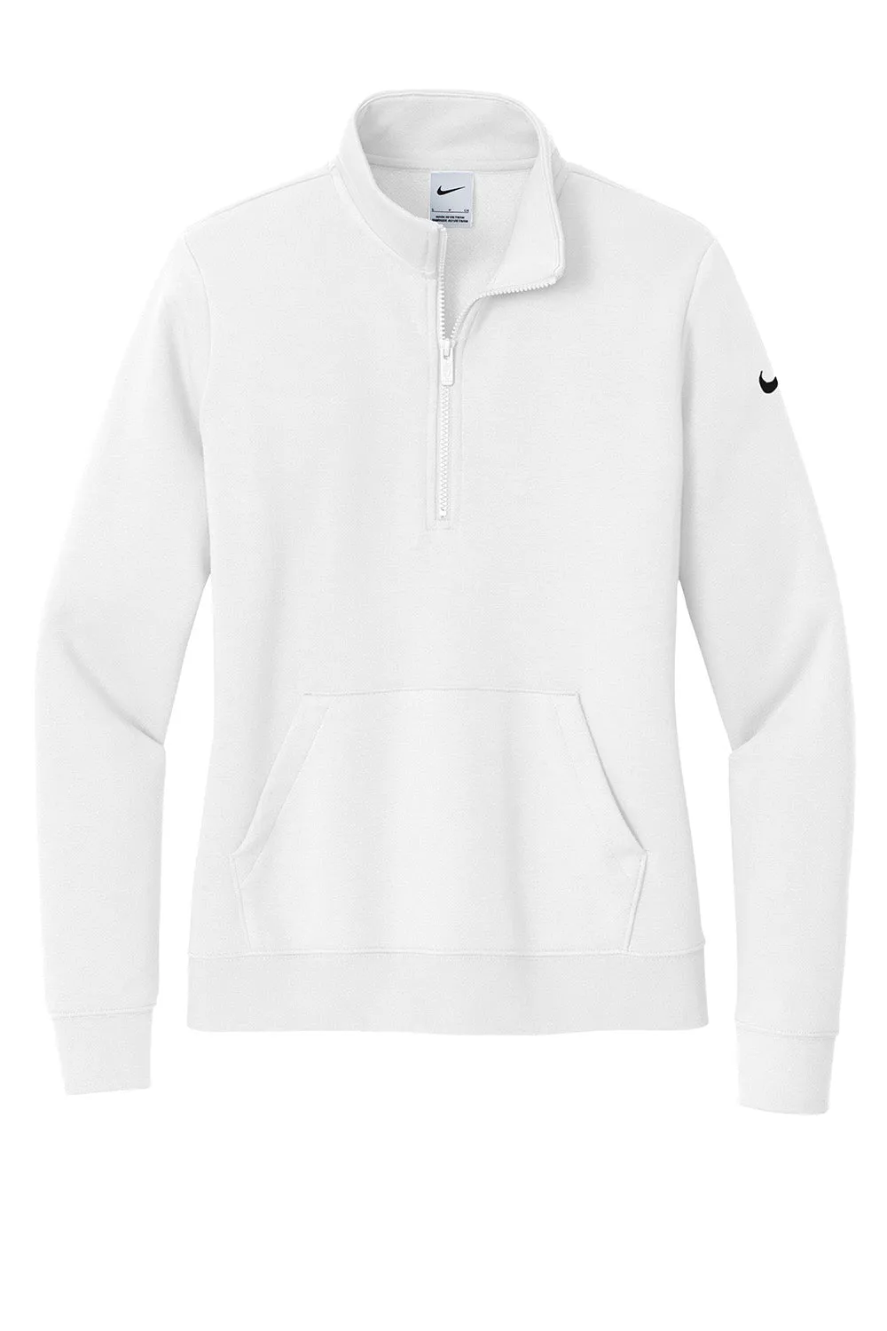 Nike Sweat-shirt à capuche 1/4 zip pour femme avec poche kangourou - Blanc